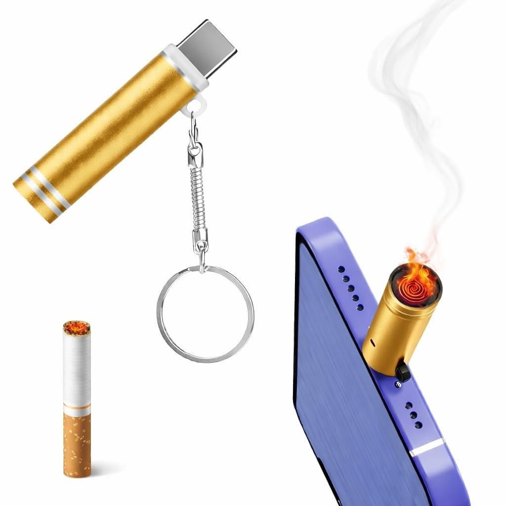 Rechargeable Type-C Electric Cigarette Lighter – Flameless Metal USB Lighter for Camping & Daily Use